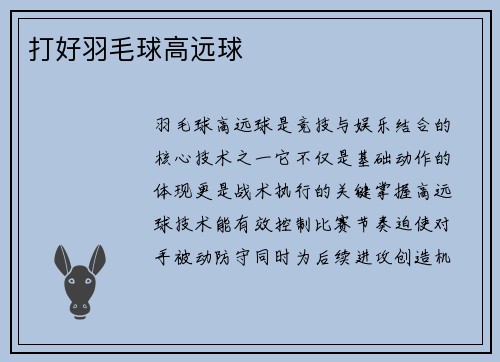 打好羽毛球高远球